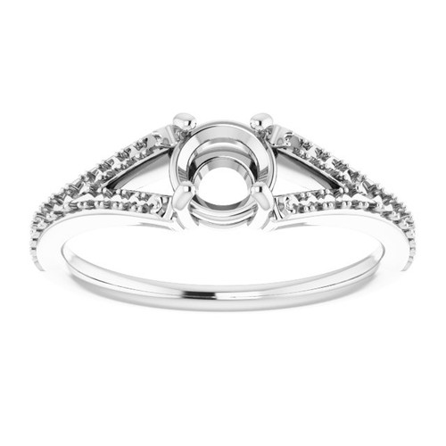 Accented Engagement Ring Mounting in 18 Karat White Gold for Round Stone, 3.69 grams