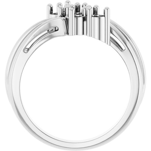 Family Bypass Ring Mounting in 10 Karat White Gold for Round Stone, 3 grams