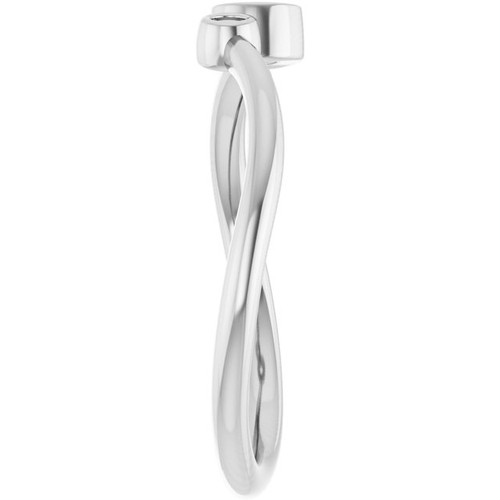 Accented Bezel Set Ring Mounting in 10 Karat White Gold for Round Stone, 1.74 grams