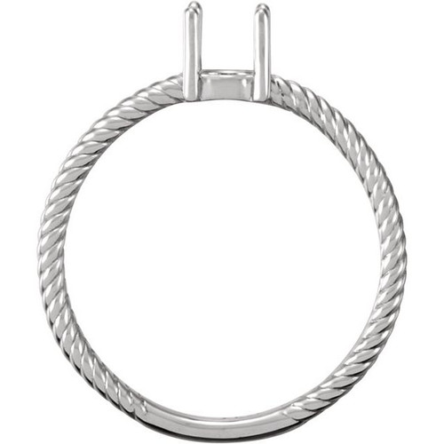 Cabochon Ring Mounting in 18 Karat White Gold for Round Stone, 2.01 grams