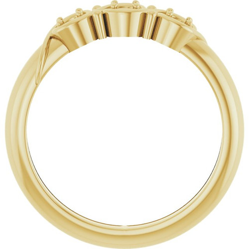 Family Ring Mounting in 18 Karat Yellow Gold for Round Stone, 5.32 grams