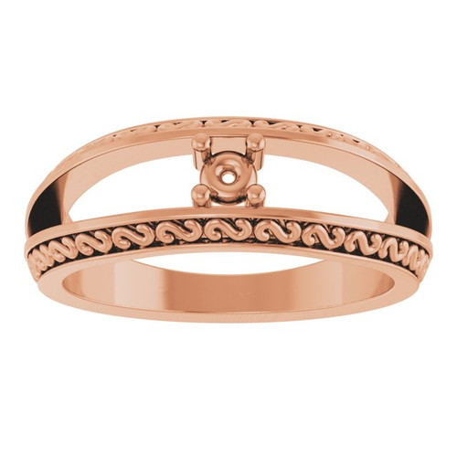 Family Ring Mounting in 18 Karat Rose Gold for Round Stone, 6.34 grams