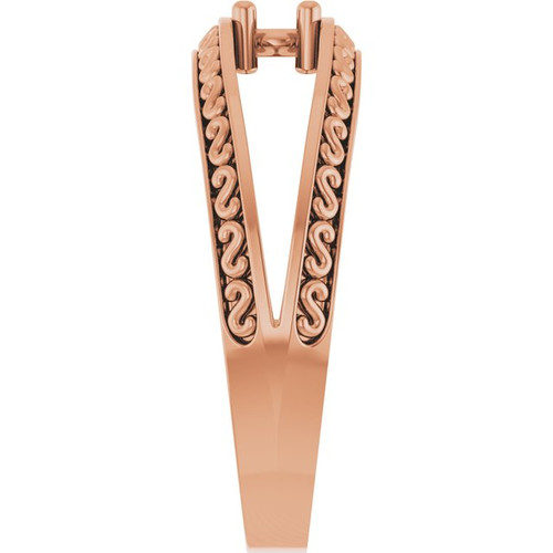 Family Ring Mounting in 18 Karat Rose Gold for Round Stone, 6.34 grams