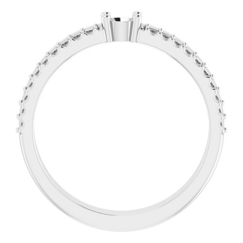 Family Ring Mounting in 10 Karat White Gold for Round Stone, 3.88 grams