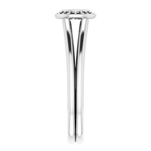 Bezel Set Halo Style Engagement Ring Mounting in 14 Karat White Gold for Round Stone, 4.12 grams