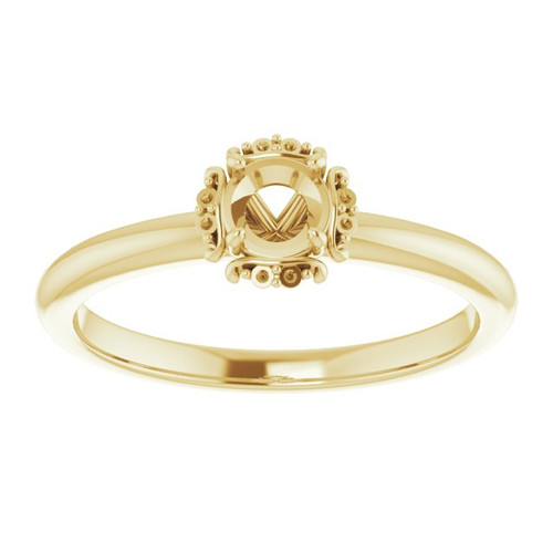 Accented Engagement Ring Mounting in 10 Karat Yellow Gold for Round Stone, 2.29 grams