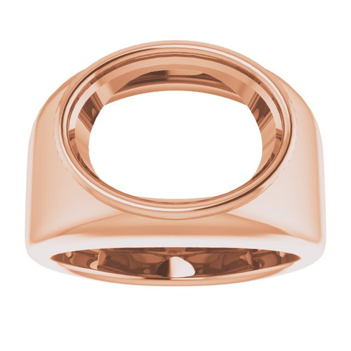 Bezel Set Ring Mounting in 14 Karat Rose Gold for Oval Stone, 21.8 grams