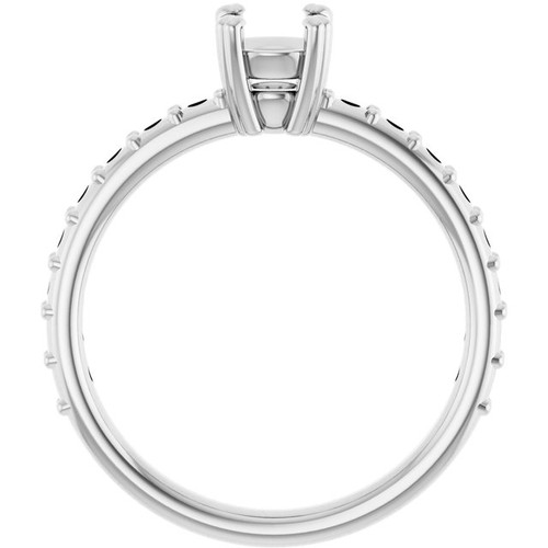 Accented Engagement Ring Mounting in 14 Karat White Gold for Round Stone, 2.94 grams