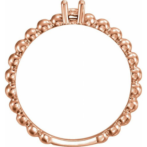 Family Stackable Ring Mounting in 14 Karat Rose Gold for Round Stone, 2.29 grams