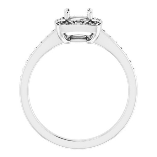 Halo Style Engagement Ring Mounting in 14 Karat White Gold for Round Stone, 3.93 grams