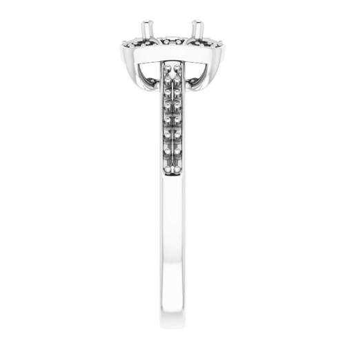 Halo Style Engagement Ring Mounting in 14 Karat White Gold for Round Stone, 3.93 grams