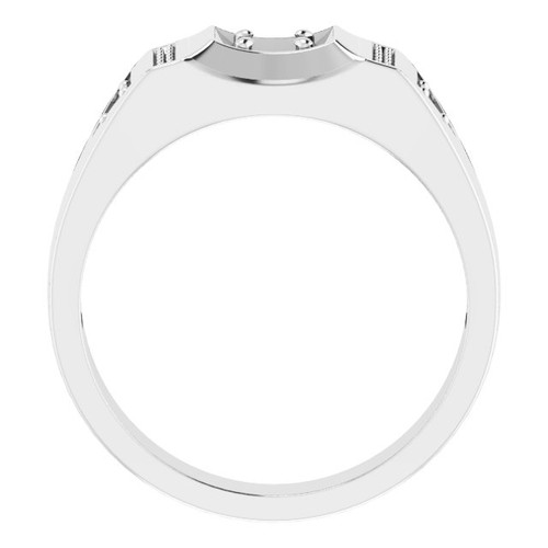 Accented Ring Mounting in 10 Karat White Gold for Round Stone, 8.61 grams
