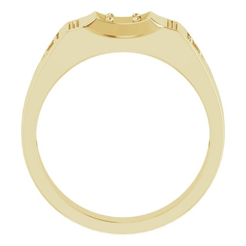Accented Ring Mounting in 10 Karat Yellow Gold for Round Stone, 8.98 grams