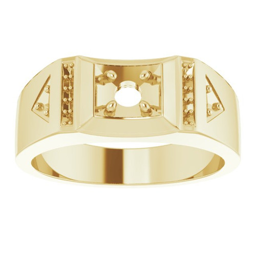 Accented Ring Mounting in 10 Karat Yellow Gold for Round Stone, 8.98 grams