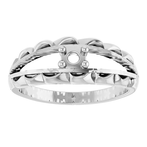 Family Ring Mounting in 18 Karat White Gold for Round Stone, 4.31 grams