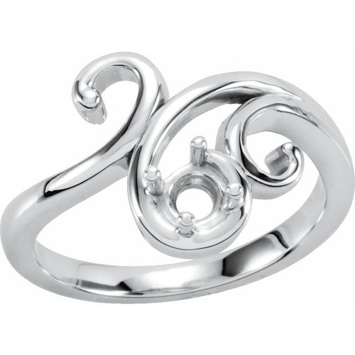 Family Ring Mounting in Platinum for Round Stone, 7.87 grams