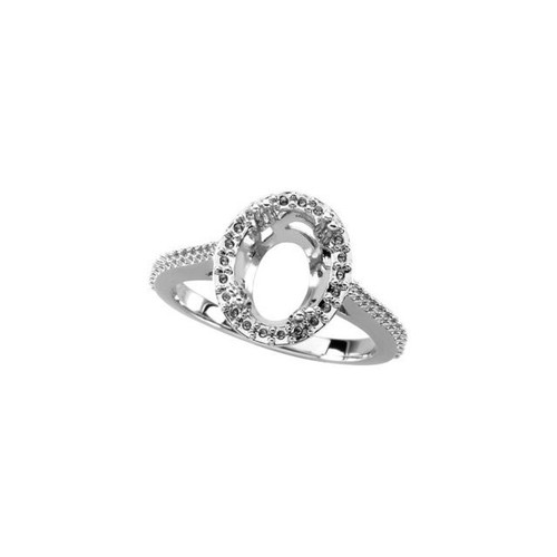 Halo Style Ring Mounting in Platinum for Oval Stone, 6.87 grams