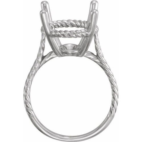 Rope Ring Mounting in 18 Karat White Gold for Oval Stone, 4.91 grams