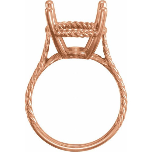 Rope Ring Mounting in 10 Karat Rose Gold for Oval Stone, 3.79 grams