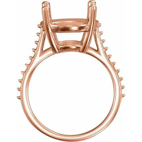 Accented Ring Mounting in 18 Karat Rose Gold for Oval Stone, 5.51 grams