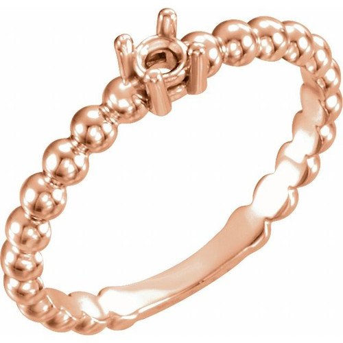 Family Stackable Ring Mounting in 18 Karat Rose Gold for Round Stone, 2.75 grams