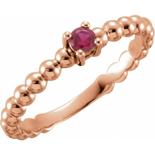 Family Stackable Ring Mounting in 18 Karat Rose Gold for Round Stone, 2.75 grams