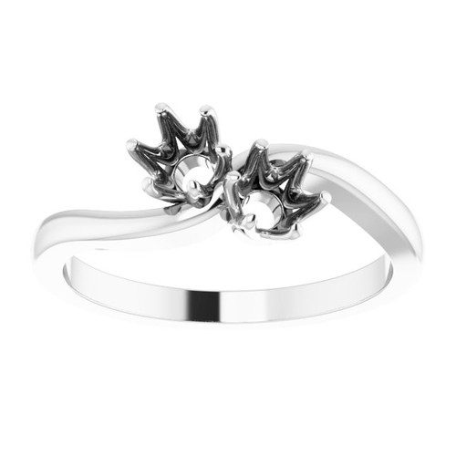 Two Stone Engagement Ring Mounting in 18 Karat White Gold for Round Stone, 4.03 grams