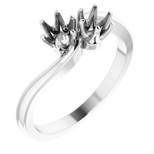 Two Stone Engagement Ring Mounting in Sterling Silver for Round Stone, 2.83 grams