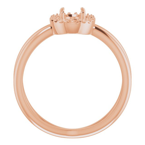 Halo Style Ring Mounting in 10 Karat Rose Gold for Oval Stone, 3.98 grams