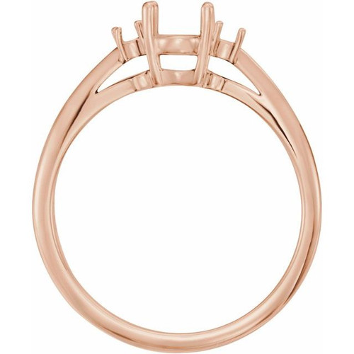 Accented Ring Mounting in 18 Karat Rose Gold for Oval Stone, 2.87 grams