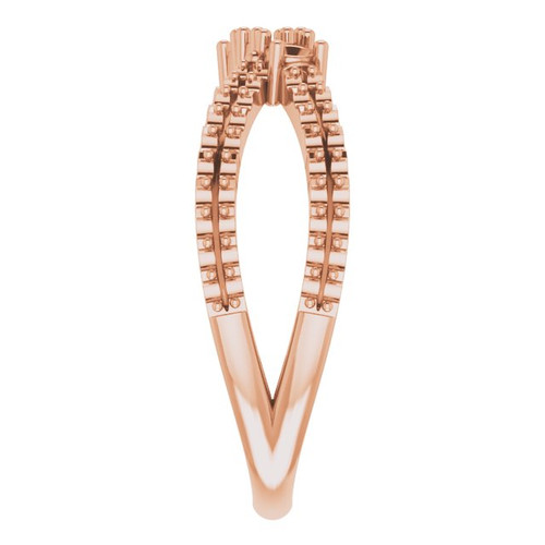 Family Criss Cross Ring Mounting in 18 Karat Rose Gold for Round Stone, 4.37 grams