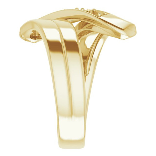 Engravable Family Ring Mounting in 10 Karat Yellow Gold for Round Stone, 7.18 grams