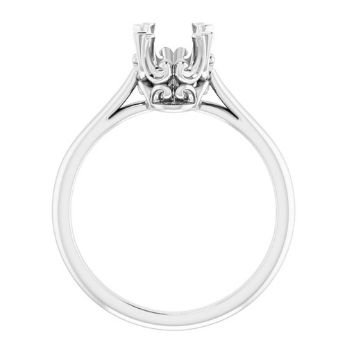 Solitaire Ring Mounting in 10 Karat White Gold for Oval Stone, 2.68 grams