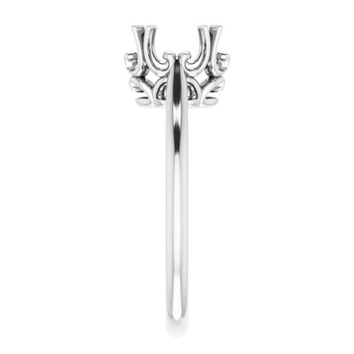 Solitaire Ring Mounting in 10 Karat White Gold for Oval Stone, 2.68 grams