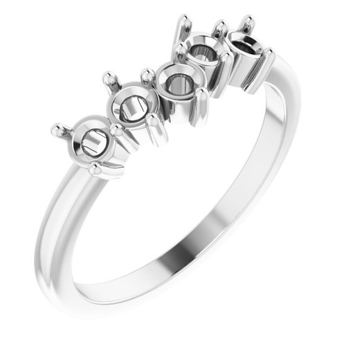 Family Ring Mounting in 10 Karat White Gold for Round Stone, 2.67 grams