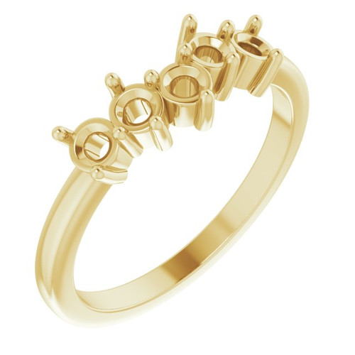 Family Ring Mounting in 10 Karat Yellow Gold for Round Stone, 2.74 grams