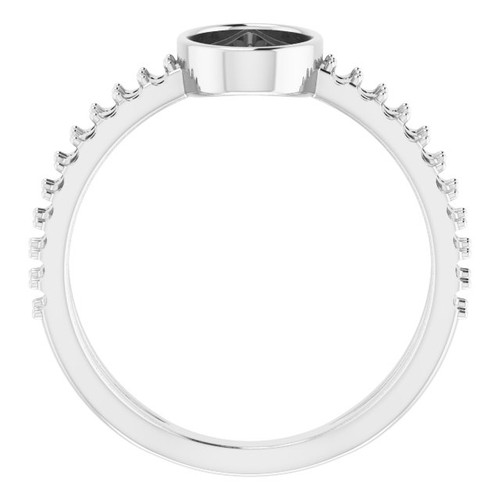 Accented Cabochon Ring Mounting in 18 Karat White Gold for Oval Stone, 4.51 grams