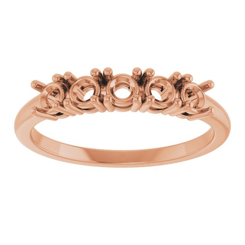 Family Ring Mounting in 18 Karat Rose Gold for Round Stone, 3.3 grams