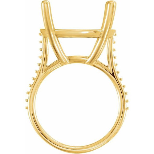 Accented Ring Mounting in 10 Karat Yellow Gold for Round Stone, 5.35 grams