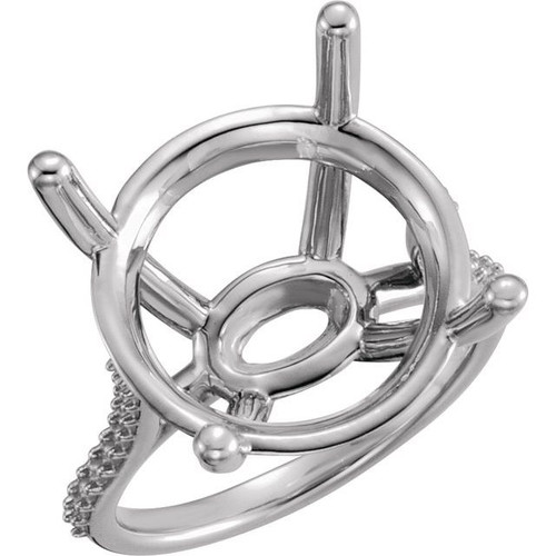 Accented Ring Mounting in Platinum for Round Stone, 8.1 grams