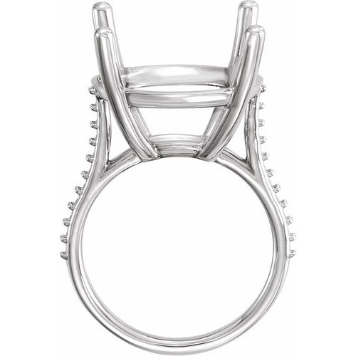 Accented Ring Mounting in Platinum for Round Stone, 8.1 grams Accented Ring Mounting in Platinum for Round Stone, 8.1 grams