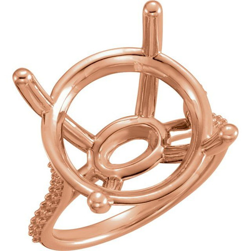 Accented Ring Mounting in 18 Karat Rose Gold for Round Stone, 6.23 grams