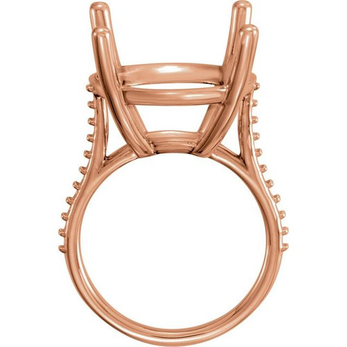 Accented Ring Mounting in 10 Karat Rose Gold for Round Stone, 5.35 grams