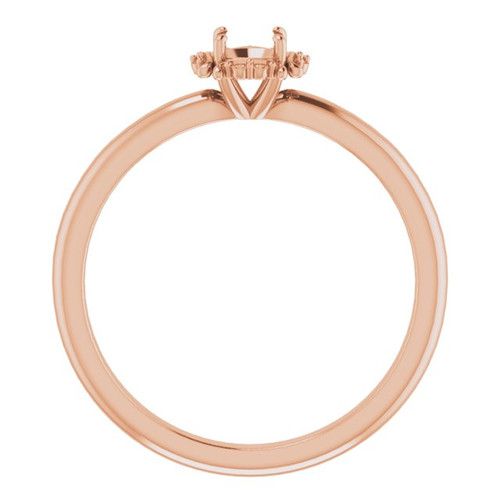 Accented Engagement Ring Mounting in 18 Karat Rose Gold for Round Stone, 3.08 grams