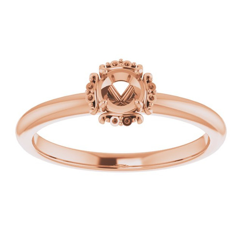 Accented Engagement Ring Mounting in 18 Karat Rose Gold for Round Stone, 3.08 grams