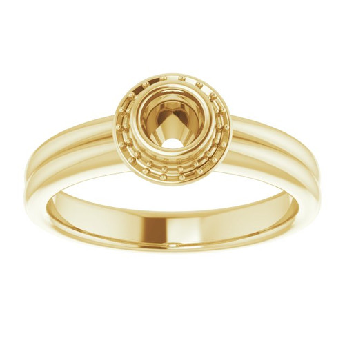 Bezel Set Halo Style Engagement Ring Mounting in 18 Karat Yellow Gold for Round Stone, 6.87 grams