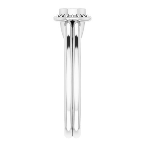 Bezel Set Halo Style Engagement Ring Mounting in Platinum for Round Stone, 8.96 grams