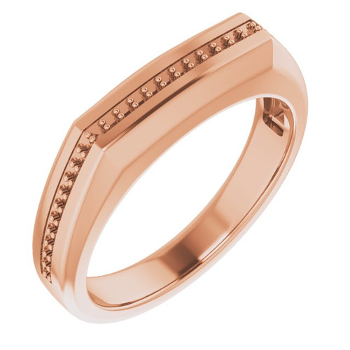 Accented Ring Mounting in 18 Karat Rose Gold for Round Stone, 9.69 grams