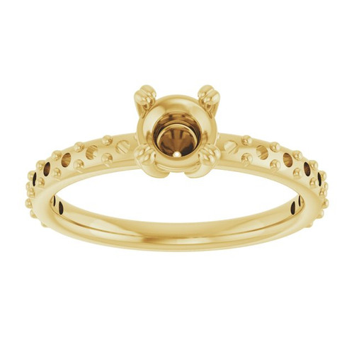 Accented Engagement Ring Mounting in 14 Karat Yellow Gold for Round Stone, 3.01 grams