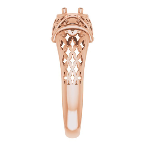Accented Ring Mounting in 10 Karat Rose Gold for Round Stone, 4.65 grams